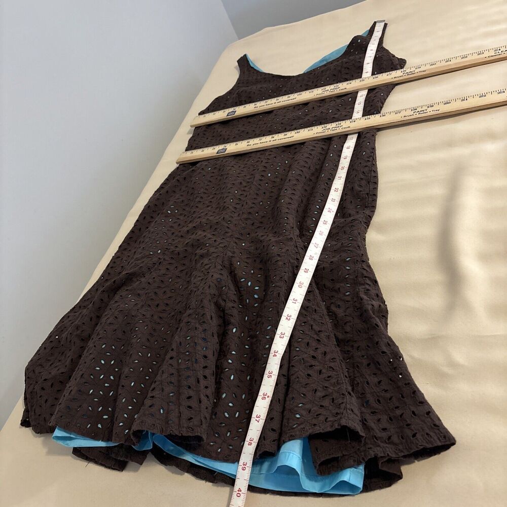 Gabriella Skye New York Dress Womens Size 12 Brown Eyelet Sleeveless Lined - Picture 8 of 10